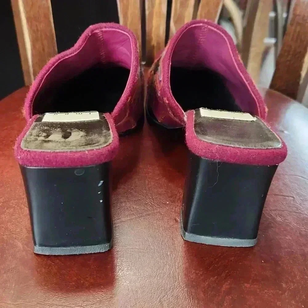 IMPO Embroidered Floral Wool Slides‎ Heels BOHO sz 6.5